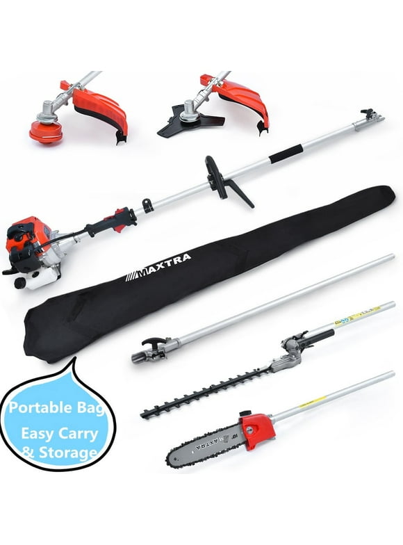 4 in 1 Hedge Trimmer, Reach to 16 Feet Gas Pole Saw for Tree Trimming, Cordless Gas Pole Grass Brush Cutter Chainsaw