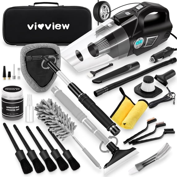 4‑in‑1 High Power Handheld Car Vacuum Cleaner, All‑in‑One Car Interior Detailing Kit, Portable Auto Cleaning Tool Set for Car Seat, Carpet, Gap and Dashboard Deep Cleaning