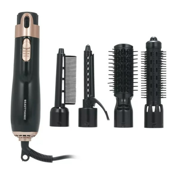4-in-1 Hot Air Comb - Negative Ionic Hair Dryer Brush with Ceramic Plates for Straightening/Curls, Wet-to-Dry Styling