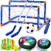 4-in-1 Hover Soccer Ball Set, Rechargable Air Floating Soccer Toy with LED Lights, Indoor & Outdoor Kids Sports Toys, Christmas Birthday Gifts for Boys Girls Aged 3 4 5 6 7 8-12