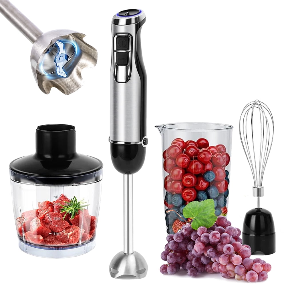 4 in 1 Immersion Handheld Blender 500W Stainless Steel Hand Blender ...