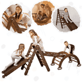 thumbnail image 1 of Goodevas 4-in-1 Indoor Montessori Climbing Frame for Kids 1-7 Choco, 1 of 7