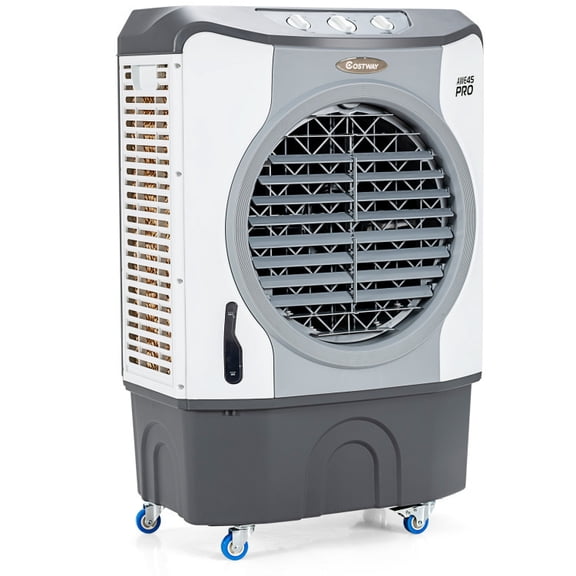 4-in-1 Industrial Evaporative Air Cooler Fan with 12 Gal Tank, 9740 CFM Portable Swamp Cooler with 3 Speeds, 100° Oscillation, Wheels for Garage, Patio, Workshop, Factory and Restaurant