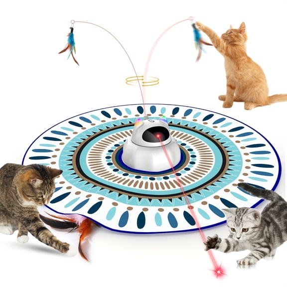 4-in-1 Interactive Cat Toy: Laser, Moving Feather, USB Rechargeable for Indoor Cats, Hide & Seek Fun