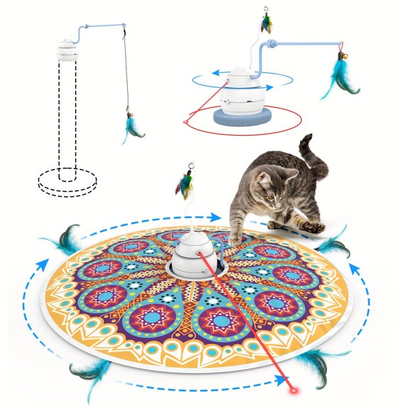 4-in-1 Interactive Cat Toy with Laser, USB Charging, 360 Rotation for Indoor Entertainment & Training