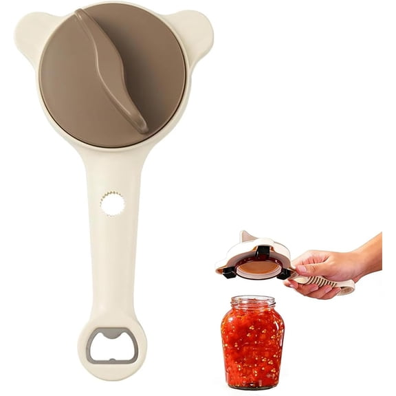 4-in-1 Jar Opener for Weak Hands with Non-Slip Adjustable Grip, Easy Bottle & Lid Remover