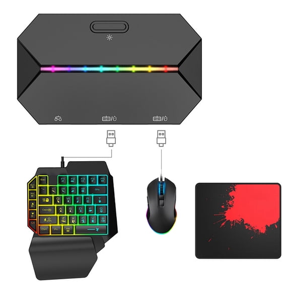4 in 1 Keyboard Mouse Converter for Game Controller, Connector for Switch/Xbox/PS4 Console, with Gaming Keyboard, Mouse, Mouse Pad-4 in 1