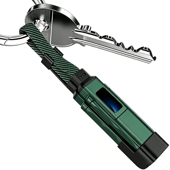 4-in-1 Keychain Charging Cable, 65W Retractable USB C Data Cable with Digital Display, Portable EDC Gadget for Phone Laptop (Green)