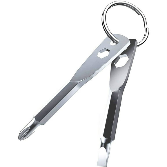 4-in-1 Keychain Screwdriver Tool for Men - Portable Multi-Functional Screwdriver with Slotted Bit, Hex Wrenches for DIY and Home Repairs