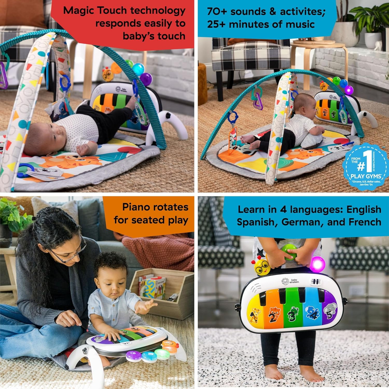 4-in-1 Kickin' Tunes Music and Language  Gym and Piano Tummy  Activity Mat
