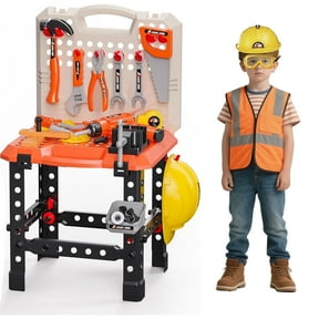 4-in-1 Kids Tool Bench Set with Electric Drill & 90PCS Accessories Portable Workbench with Storage, Learning Construction Toy for Ages 3-8