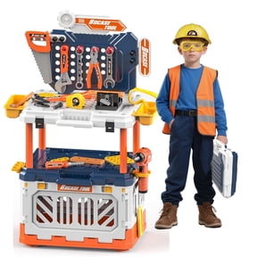 4-in-1 Kids Tool Bench with Electric Drill - 90PC Construction Toy Set with Storage, STEM Learning Workbench & Portable Toolbox Gift for Ages 3-8