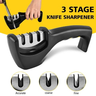 MB Kitchen Knife Accessories: 3-Stage Knife Sharpener Helps Repair,  Restore, Polish Blades (Black)