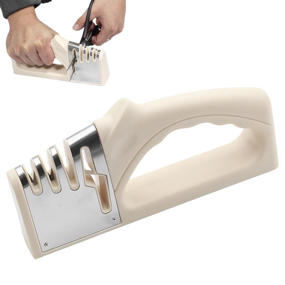 4 in 1 Knife Sharpener, 3 Stage Manual Sharpener for Sharpening Kitchen Knives 1 Stage for Scissors,Non Slip Base For Home Use