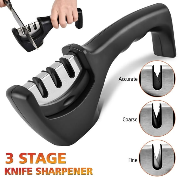 4-in-1 Knife Sharpener Kit, DFITO 3-Stage Knife Sharpener Helps Repair, Restore, Polish Blades and Cut-Resistant Glove,Black