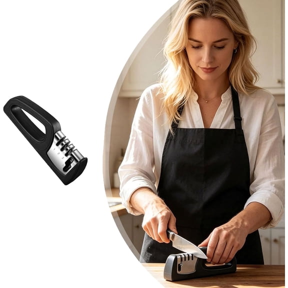 4-in-1 Knife Sharpener Pull-Through Tungsten Steel Ceramic Slots Non-Slip Base For Knives Scissors Serrated Blades