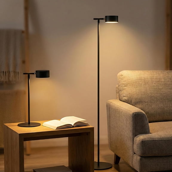 4-in-1 LED Floor Lamp with Detachable Magnetic Head - Adjustable Height Standing & Table Lamp, Portable Night Light for Bedroom, Reading, Nursing, Non-Disturbing Sleep Aid(Black)