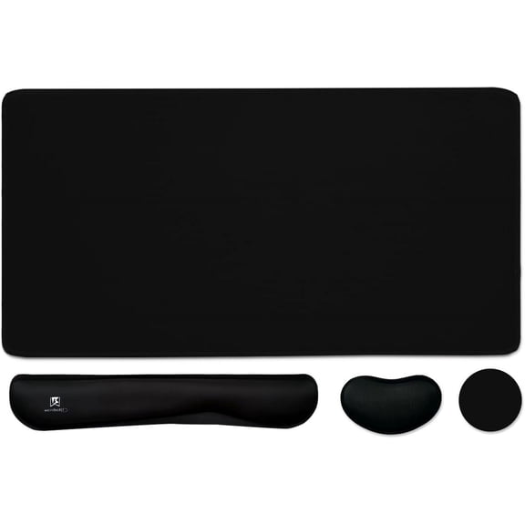 4-in-1 Large Gaming Mouse Pad, Keyboard Wrist Rest Pad & Support Mousepad Set, Extended Desk Waterproof Mat for Home Office Study Game-Black