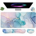 thumbnail image 1 of 4-in-1 Large Gaming Mouse Pad, Keyboard Wrist Rest Pad & Wrist Support Mousepad Set, Extended Desk Pad Waterproof Desk Mat for Home Office Study Game - Blue, 1 of 7