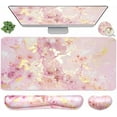 thumbnail image 1 of 4-in-1 Large Gaming Mouse Pad, Keyboard Wrist Rest Pad & Wrist Support Mousepad Set, Extended Desk Pad Waterproof Desk Mat for Home Office Study Game-Pink Gold Marble, 1 of 6
