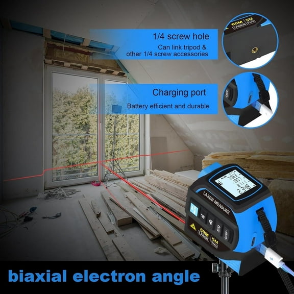 4-in-1 Laser Tape Measure, 135-foot laser measurement & 16-foot manual measurement, digital rangefinder with laser crosshairs, featuring distance/area/Pythagorean theorem/volume measurement functions