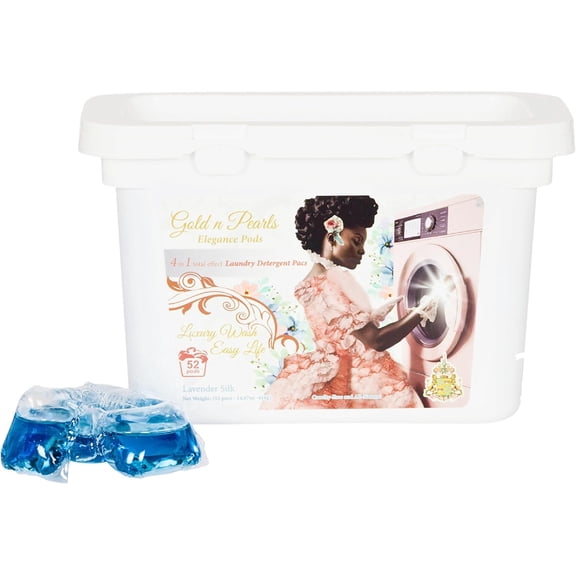 4-in-1 Laundry Pods, Lavender Silk Scent - Stain Remover, Fabric Softener, Fresh Scent & Deep Clean, 52 Count