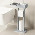 thumbnail image 1 of Hltsor 4-in-1 White Toilet Paper Holder Stand with Storage Shelf   Bamboo Free Standing Toilet Tissue Roll  Toilet Wipes Dispenser Organizer  Temporary Desktop for Bathroom (Patent ), 1 of 14