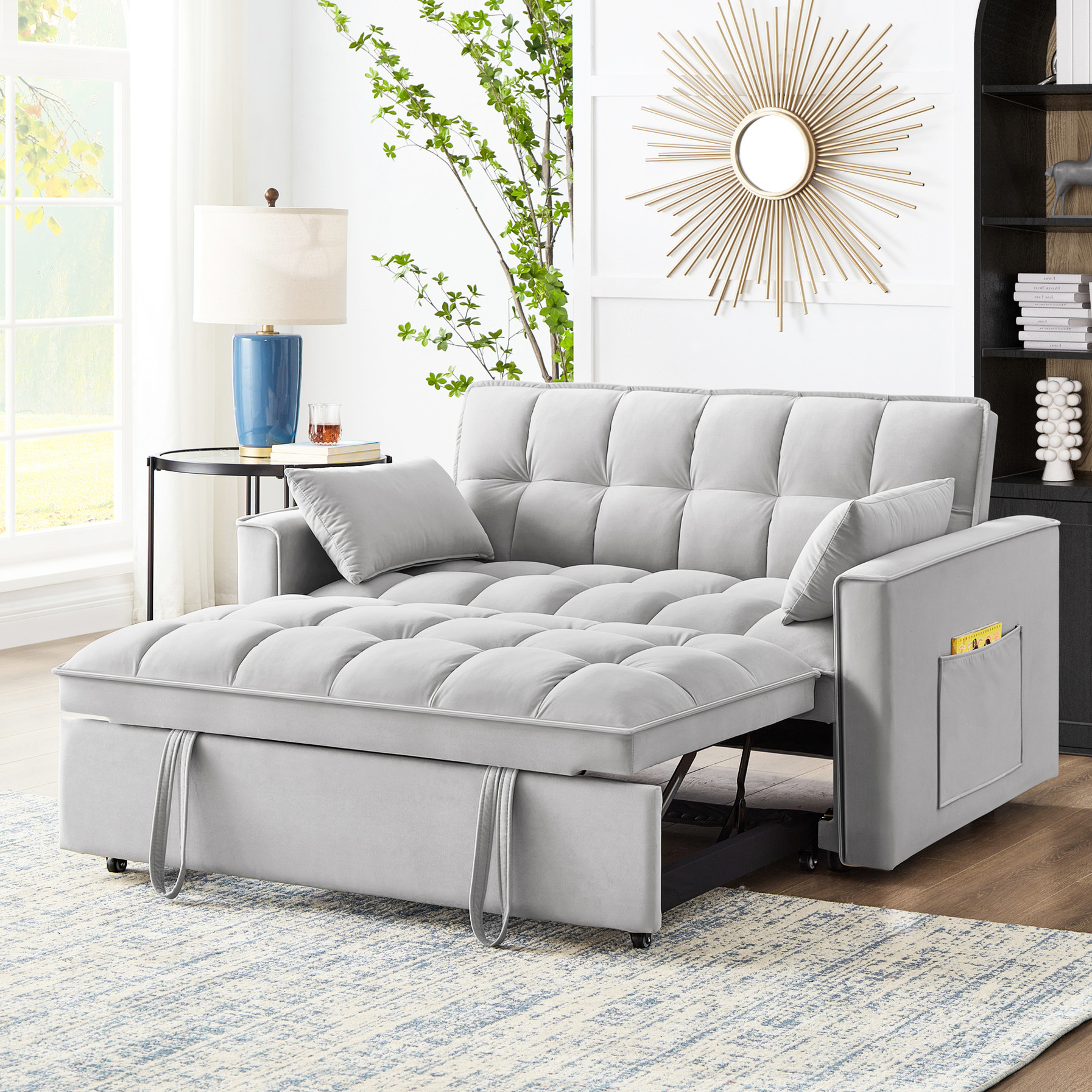 4-in-1 Loveseat Sofa Bed with Wheels and Storage | Compact Spaces ...