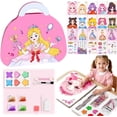 thumbnail image 1 of 4-in-1 Princess Art Craft Kit for Girls, Diamond Painting & Makeup Dress-Up Sticker Set, Reusable Foil Art DIY Book with Creative Activities, Pink, 1 of 6