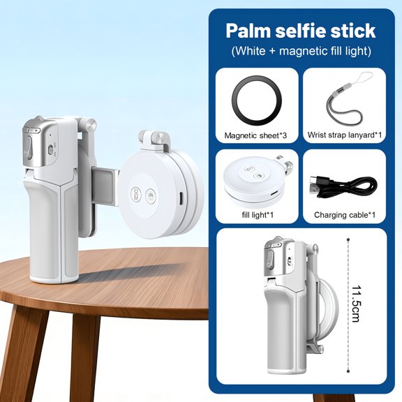 4-in-1 Magnetic Selfie Stick Tripod, 360° Rotatable Handheld Phone Stabilizer with Zoom Remote, Telescopic Holder for iPhone Vlog Live Stream Travel Shooting