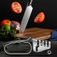 thumbnail image 1 of 4-in-1 Manual Knife Sharpener for Kitchen Knives and Fruit Knives, 3-Level Precision Sharpening System with Ceramic Carbide Discs, Non Slip Base Household Knife Sharpener, 1 of 5