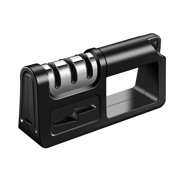 4-in-1 Knife Sharpener with Diamond Abrasives, Manual Kitchen Knife and Scissors Sharpening Tool, Black