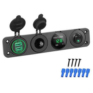 4.8A Dual USB Port Green LED Display Car/Marine Charger Socket - 12-24V, 5.4cm X 3.7cm