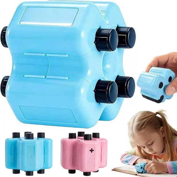 4-in-1 Math Practice Roller Stamp, Addition Subtraction Multiplication Division Practice Tool, Randomized Digital Roller Stamp, Reusable Learning Tools for Kids Class & Home Use