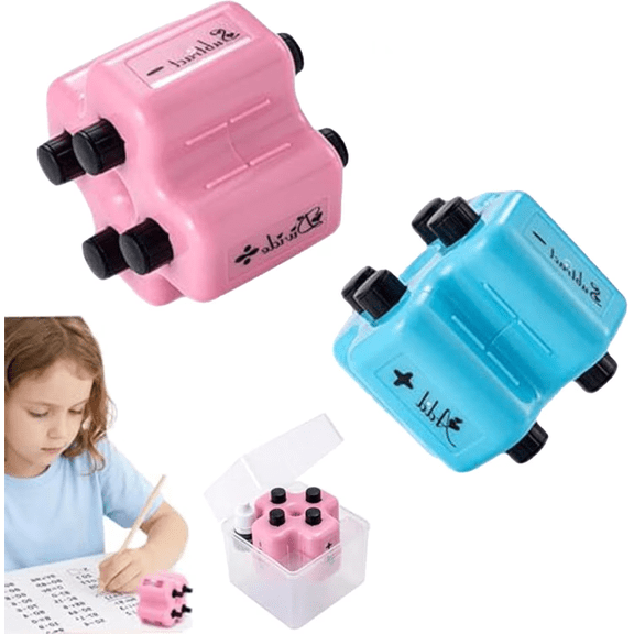 4-in-1 Math Roller Stamp  Addition, Subtraction, Multiplication & Division Practice Tool, Random Equation Stamp for Preschool, Elementary, Homeschool & Classroom (RL 2 PCS)