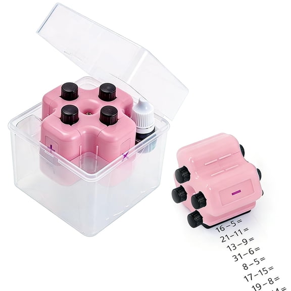 4-in-1 Math Roller Stamp for Kids, Addition Subtraction Multiplication Division Learning Tool, Adjustable Practice Stamp with Ink for Classroom Homeschool