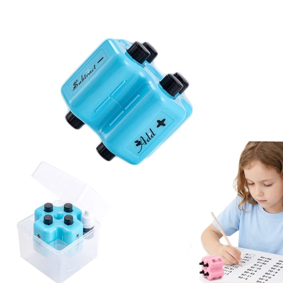 4-in-1 Math Roller Stamp Set for Kids - Addition Subtraction Multiplication Division Practice Tool - Refillable Randomized Math Exercise Stamp for Learning