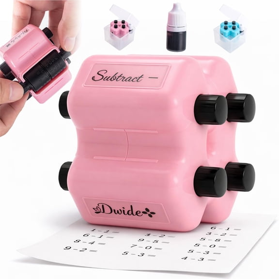 4 in 1 Math Roller Stamp for Kids – Addition Subtraction Multiplication Fill in Blank Practice Tool Refillable Reusable for Classroom Homeschool