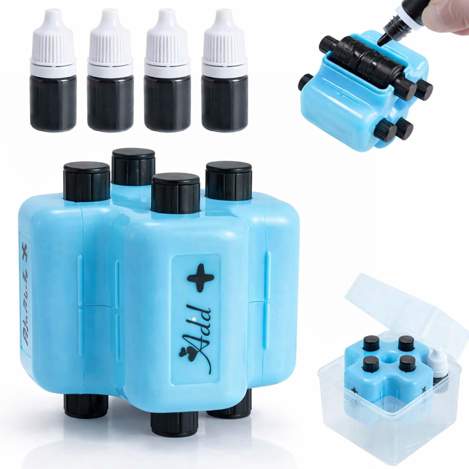 Ink Math 4-in-1 Math Stamp Roller with 4 Ink Refills, Addition Subtraction ...