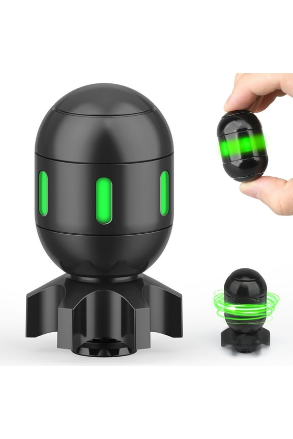 4 in 1 Metal Fidget Desktop Toy, EDC Finger Spinning Toy, Cool Light Up Office Table Decor Gadgets Gift for Dad Teens Men - Black