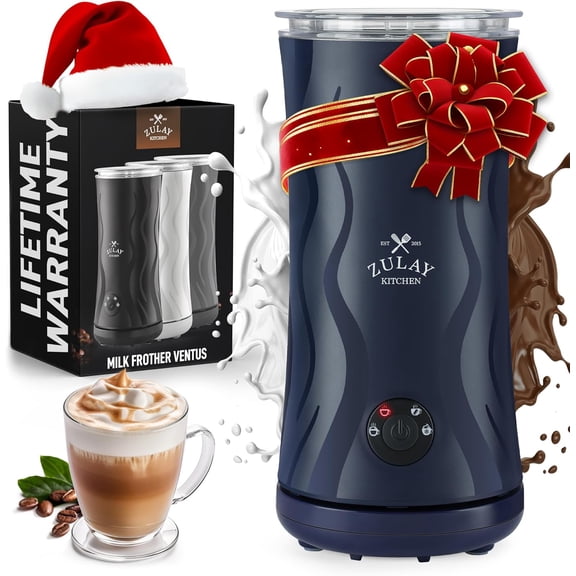 4-in-1 Milk Frother & Steamer – Hot & Cold Foam Maker, Milk Warmer & Chocolate Stir – Automatic Temp Control, Nonstick Double-Wall Stainless Steel Jug, Auto Shut Off, 360 ° Base – Aero Silver