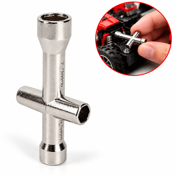 4-in-1 Mini Cross Hex Nut Wrench, M2/M2.5/M3/M4 Socket Tool for RC Models and 3D Printer Maintenance