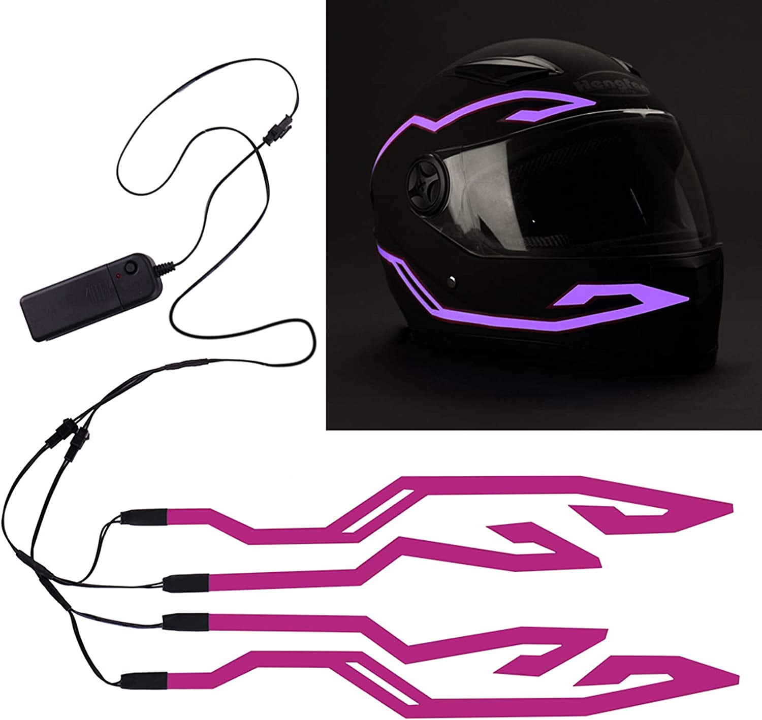 4 in 1 Motorcycle Helmet Light Night Riding Signal Helmet EL Light 3 Mode Led Helmet Light Strip Decoration Accessories Kit-1PCS