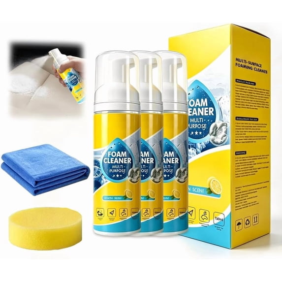 4-in-1 Multi-Enzyme Foam Cleaner, 2026 New Foam Cleaner Multi Purpose All-Purpose Deep Cleaning Powerful & Multipurpose Car Interior Foam Spray Cleaners for Car Sofa Kitchen Bathroom (2)