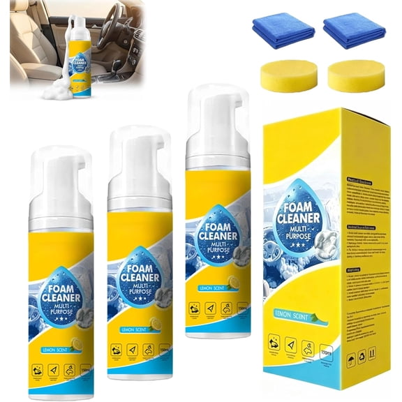 4-in-1 Multi-Enzyme Foam Cleaner, 2026 New Multi Purpose Deep Cleaning Foam with Lemon Fresh Scent – Deep Clean for Car, Kitchen, Bathroom, Sofa 150ml (1)
