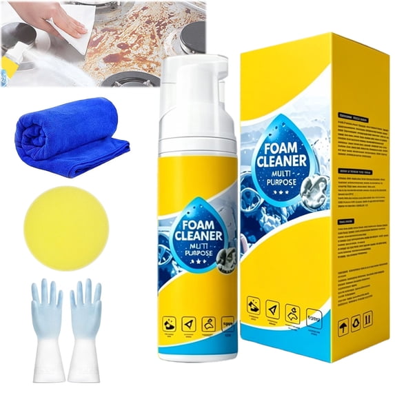 4-in-1 Multi-Enzyme Foam Cleaner – Deep Clean Car, Kitchen, Bathroom & Sofa, 5 oz Heavy-Duty 4 in 1 Multi-Enzyme Foam Cleaner Spray, All-Purpose Deep Cleaning Spray,1Pc