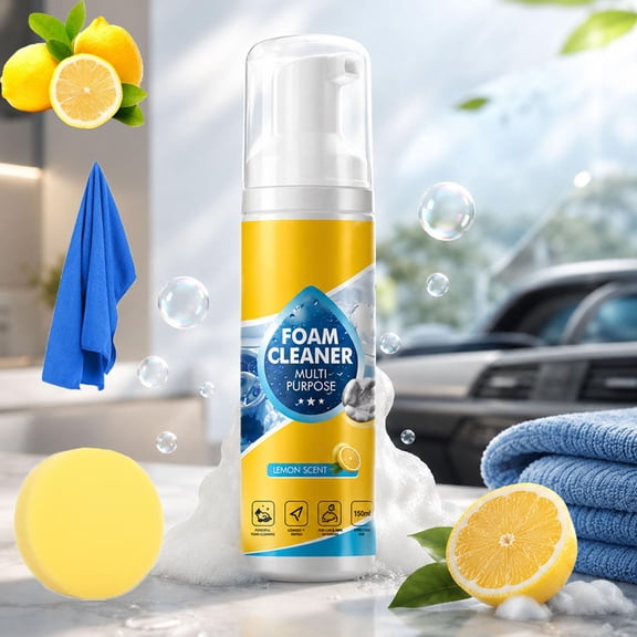 4-in-1 Multi-Enzyme Foam Cleaner– Deep Clean Car, Kitchen, Bathroom & Sofa, All-Purpose Rinse-Free Cleaning Spray Degreaser Grease Remover