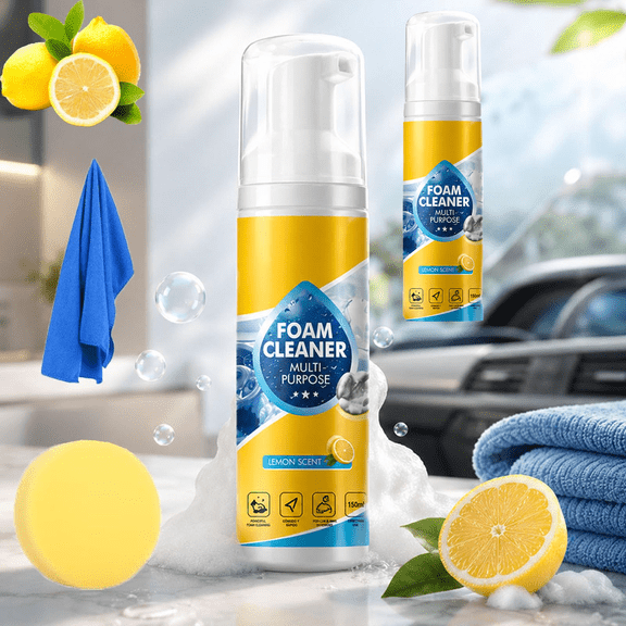 4-in-1 Multi-Enzyme Foam Cleaner– Deep Clean Car, Kitchen, Bathroom & Sofa, All-Purpose Rinse-Free Cleaning Spray Degreaser Grease Remover