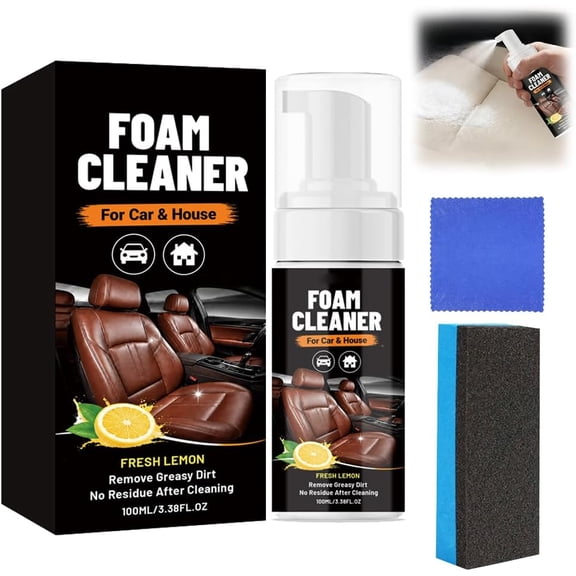 4-in-1 Multi-Enzyme Foam Cleaner, New Foam No-Rinse Cleaner, Multipurpose Deep Cleaning Spray for Car Interior, Kitchen Grease, Bathroom Tiles, Sofa Upholstery (1PC)