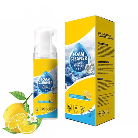 4-in-1 Multi-Enzyme Foam Cleaner Spray, All-Purpose No-Rinse Deep Cleaning Foam for Kitchen Grease, Car Interior, Bathroom Tile & Sofa Upholstery, Lemon Fresh Scent, 5oz